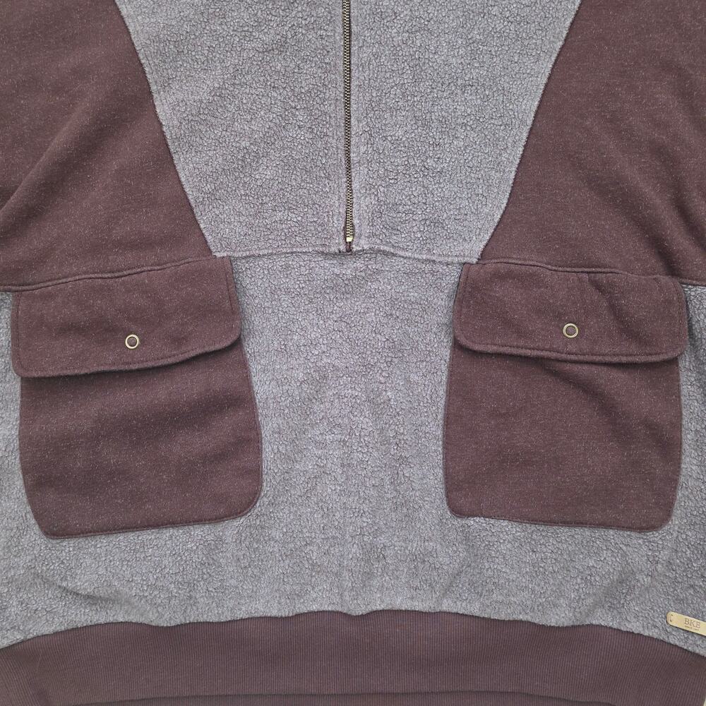 BKE Sherpa Quarter Zip Pullover Men XL Red Brown Colorblock Utility Fleece - Picture 3 of 11
